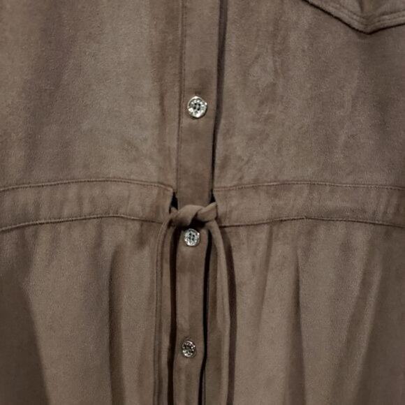 Tommy Hilfiger suede feel button front Shirt dress with tie waist woman's size 6 - Picture 11 of 12